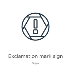Obraz premium Exclamation mark sign icon. Thin linear exclamation mark sign outline icon isolated on white background from signs collection. Line vector sign, symbol for web and mobile