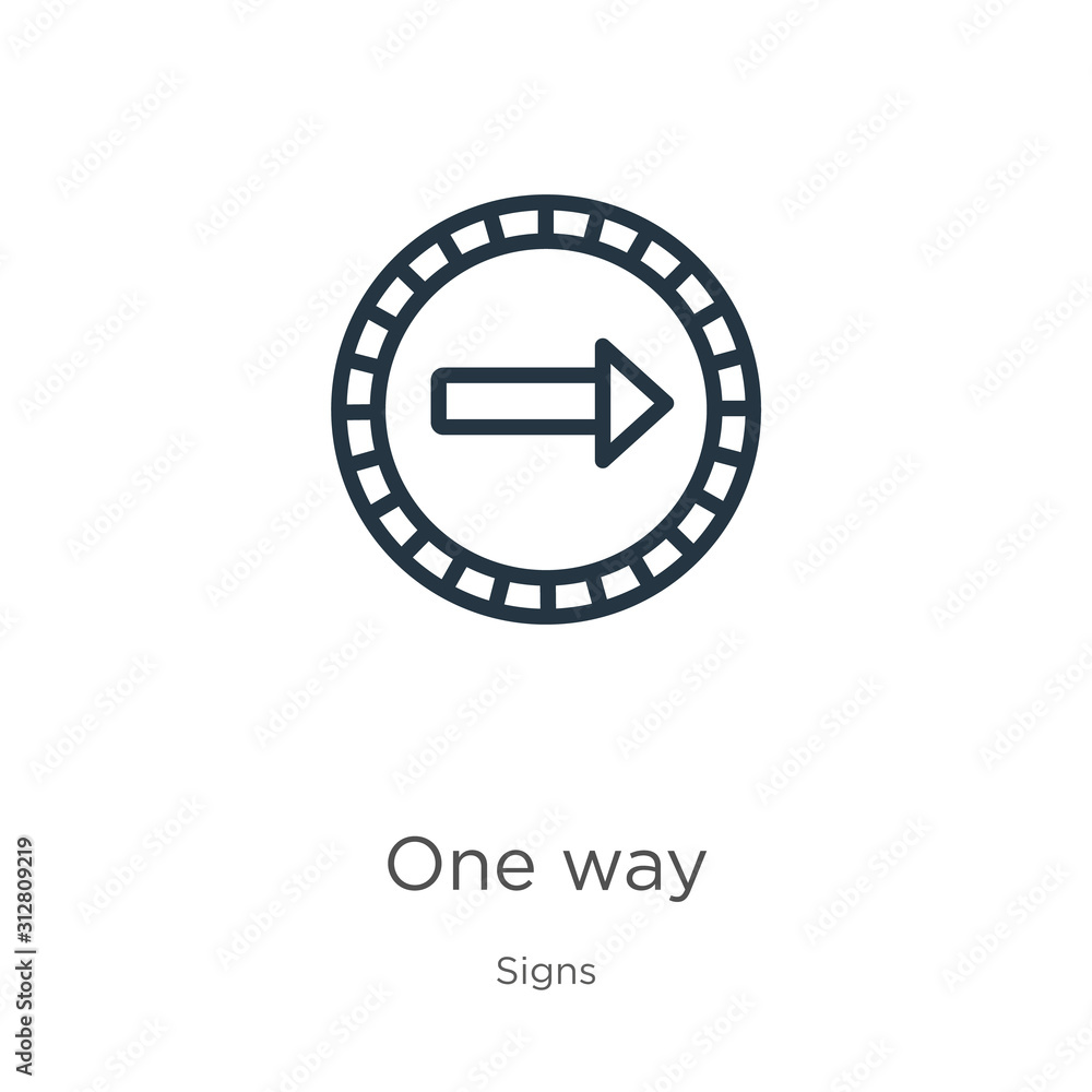 Aufkleber one way icon. thin linear one way outline icon isolated on white background from signs collection. l