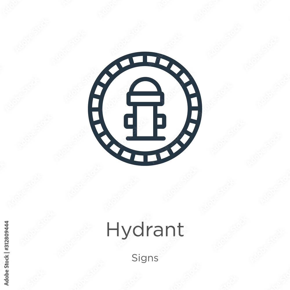 Poster hydrant icon. thin linear hydrant outline icon isolated on white background from signs collection. l