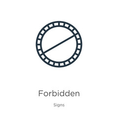 Fototapeta na wymiar Forbidden icon. Thin linear forbidden outline icon isolated on white background from signs collection. Line vector sign, symbol for web and mobile