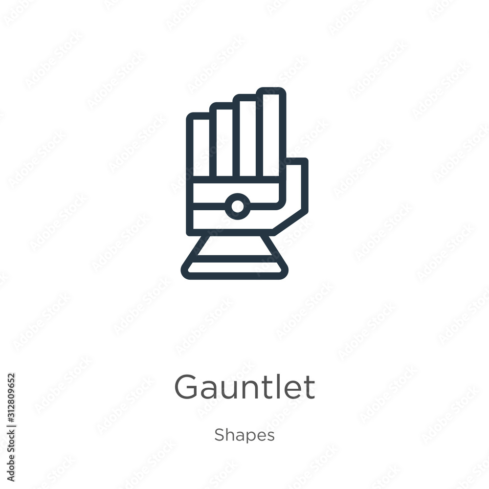 Poster gauntlet icon. thin linear gauntlet outline icon isolated on white background from shapes collection