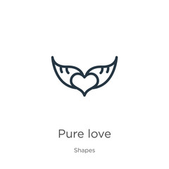 Pure love icon. Thin linear pure love outline icon isolated on white background from shapes collection. Line vector sign, symbol for web and mobile