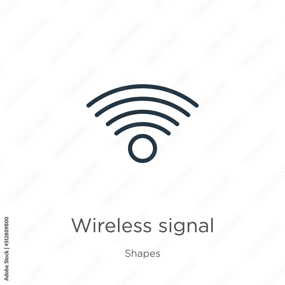 Poster wireless signal icon. thin linear wireless signal outline icon isolated on white background from sha
