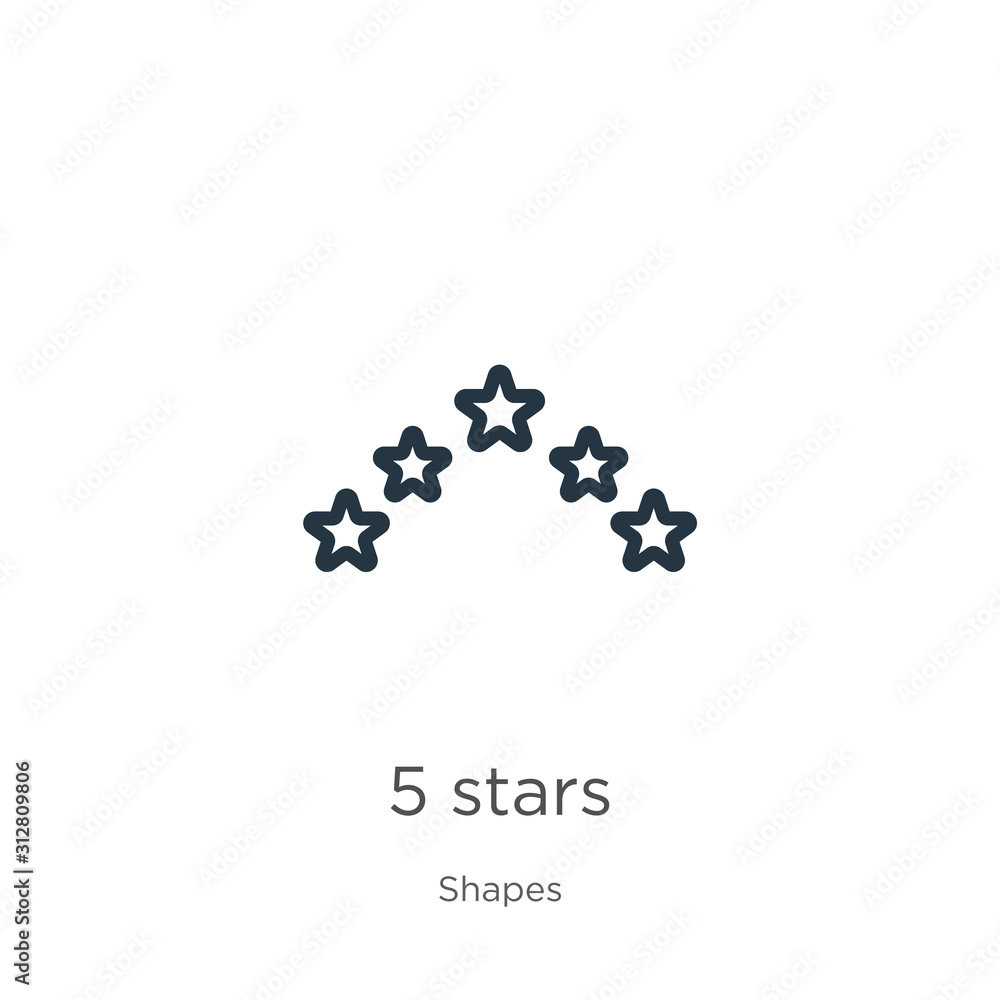 Poster 5 stars icon. thin linear 5 stars outline icon isolated on white background from shapes collection. 