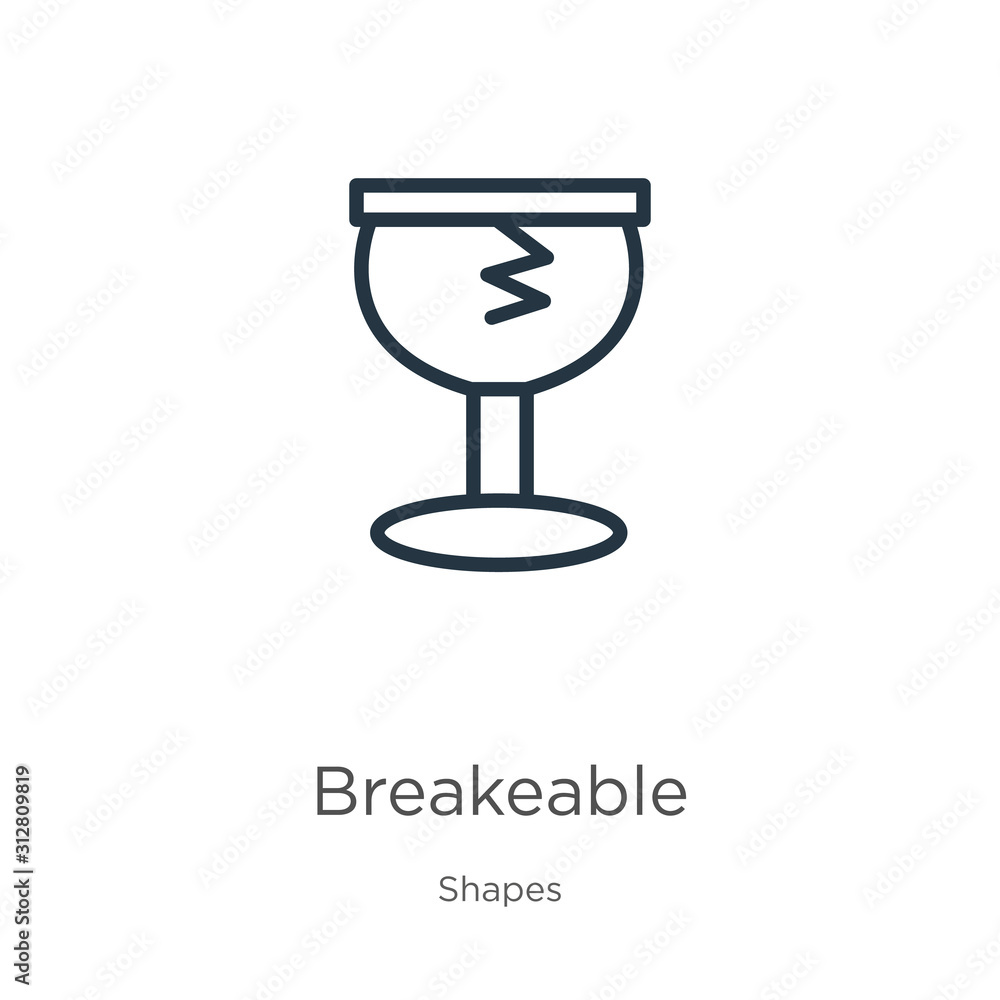 Aufkleber breakeable icon. thin linear breakeable outline icon isolated on white background from shapes collec