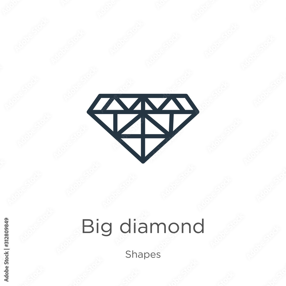 Poster big diamond icon. thin linear big diamond outline icon isolated on white background from shapes coll