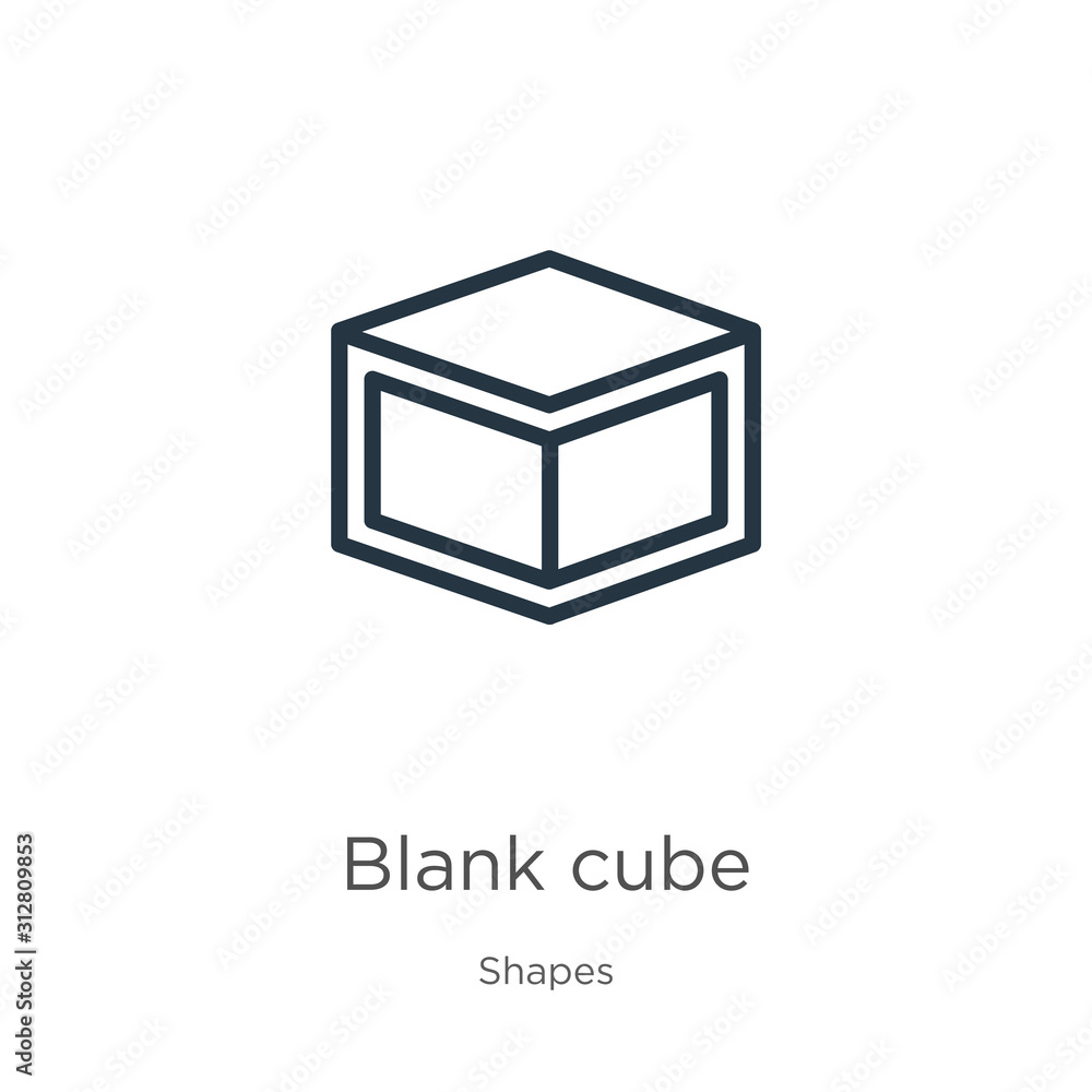 Poster blank cube icon. thin linear blank cube outline icon isolated on white background from shapes collec