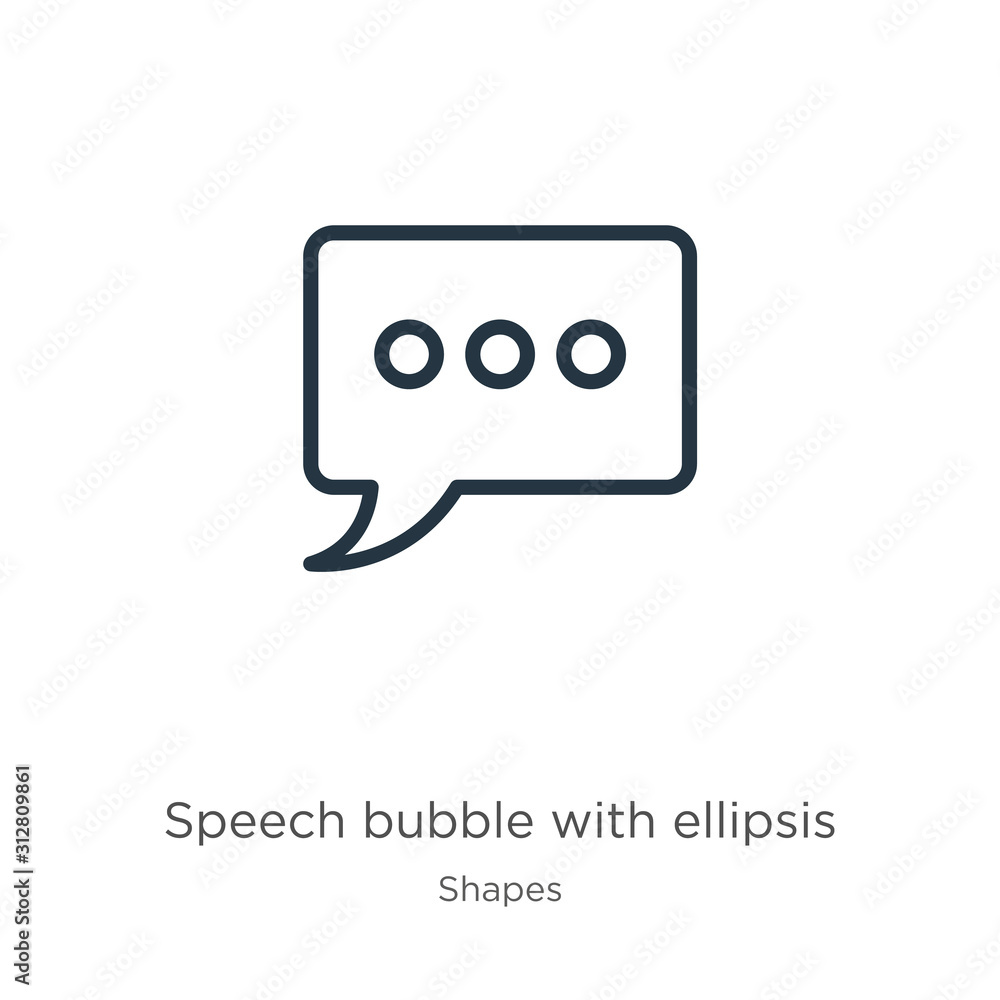 Poster speech bubble with ellipsis icon. thin linear speech bubble with ellipsis outline icon isolated on w