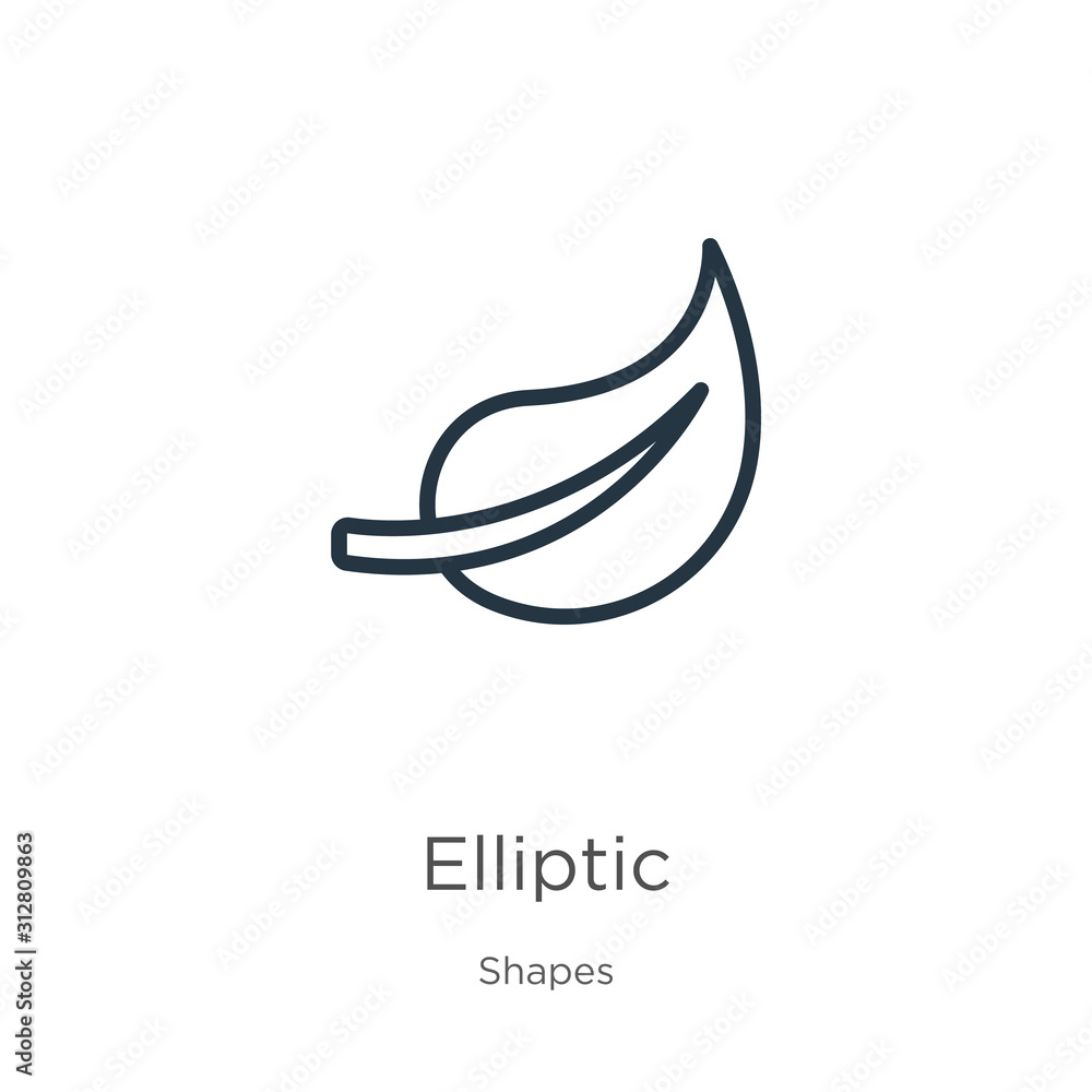 Poster elliptic icon. thin linear elliptic outline icon isolated on white background from shapes collection
