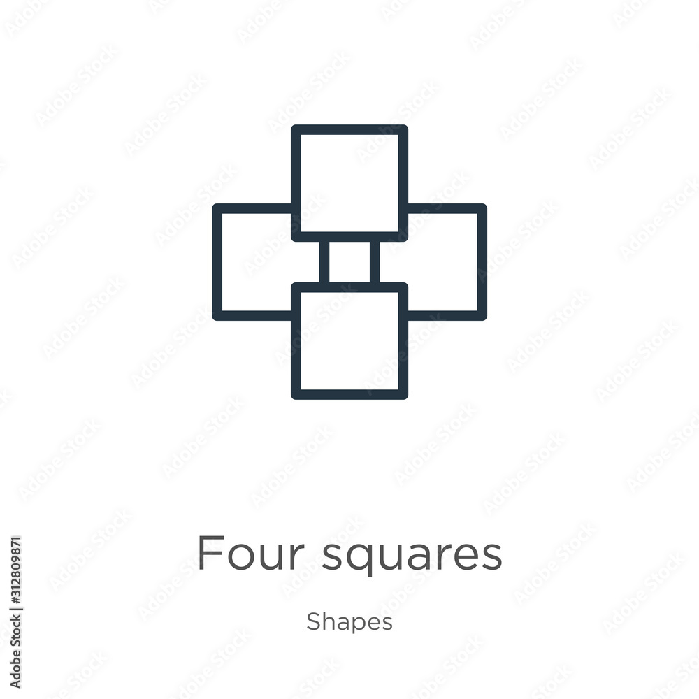 Poster four squares icon. thin linear four squares outline icon isolated on white background from shapes co