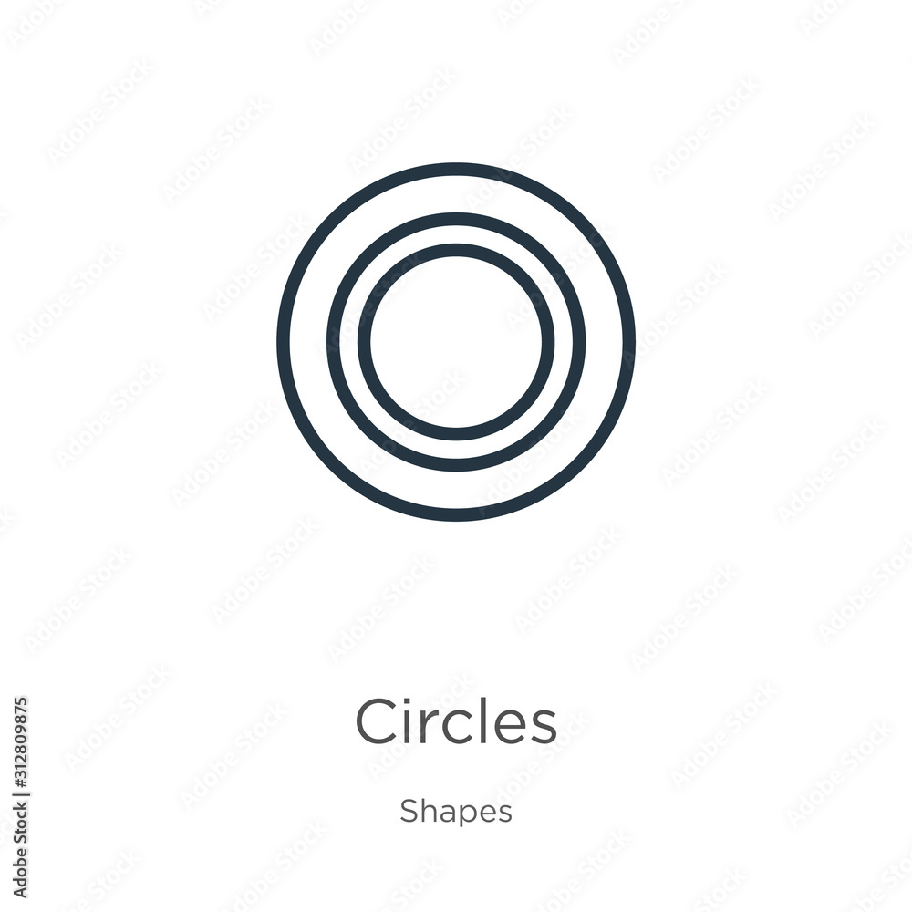 Poster circles icon. thin linear circles outline icon isolated on white background from shapes collection. 