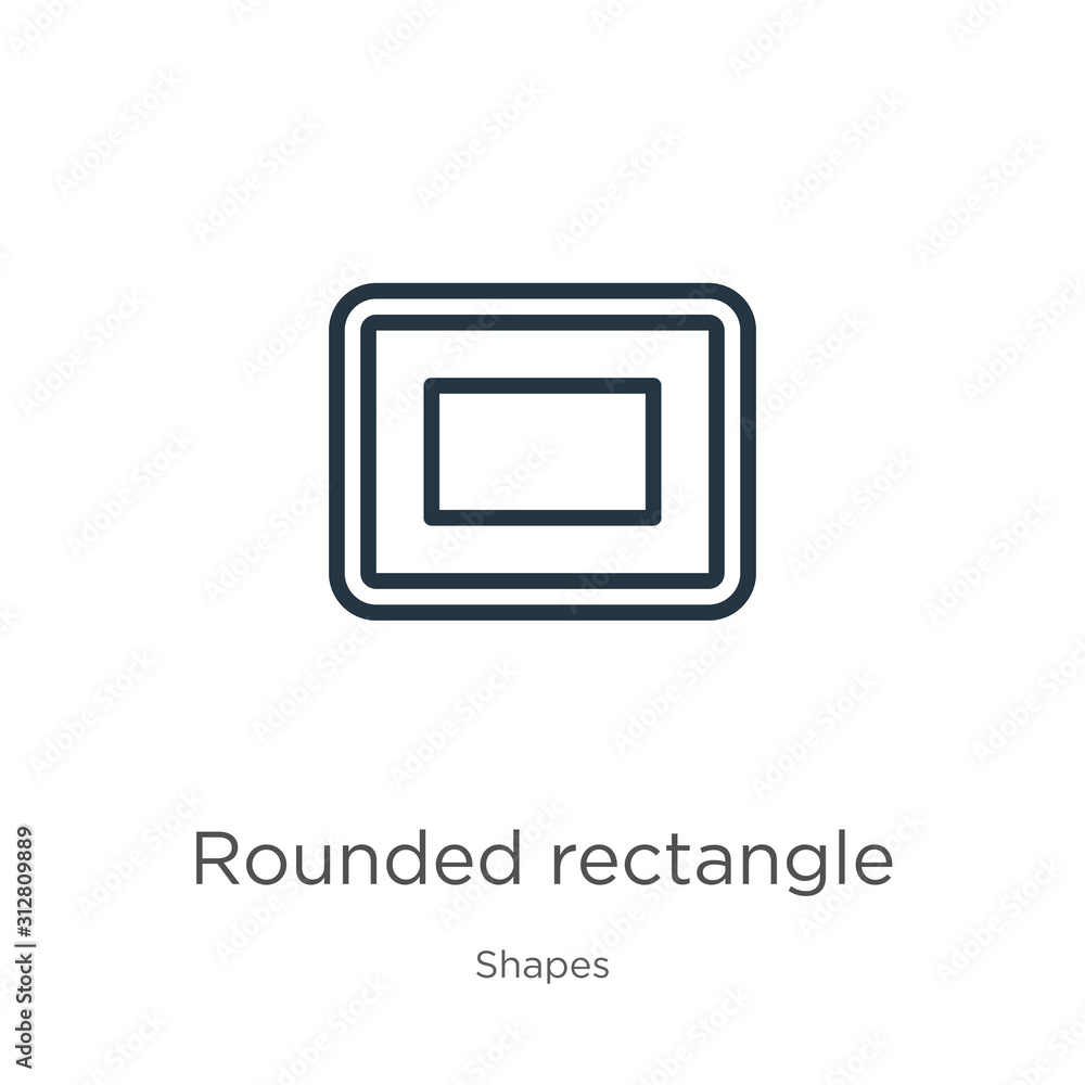 Poster rounded rectangle icon. thin linear rounded rectangle outline icon isolated on white background from