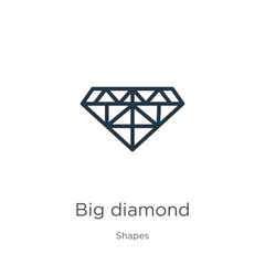 Big diamond icon. Thin linear big diamond outline icon isolated on white background from shapes collection. Line vector sign, symbol for web and mobile