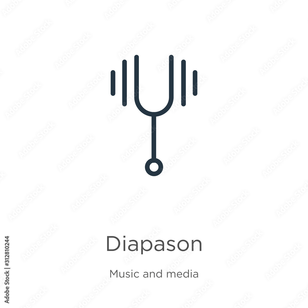 Poster diapason icon. thin linear diapason outline icon isolated on white background from music collection.