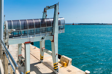 Telescopic gangway for cruise ship in port