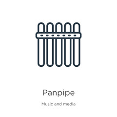 Panpipe icon. Thin linear panpipe outline icon isolated on white background from music collection. Line vector sign, symbol for web and mobile