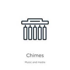 Chimes icon. Thin linear chimes outline icon isolated on white background from music collection. Line vector sign, symbol for web and mobile