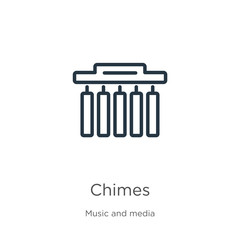 Chimes icon. Thin linear chimes outline icon isolated on white background from music collection. Line vector sign, symbol for web and mobile
