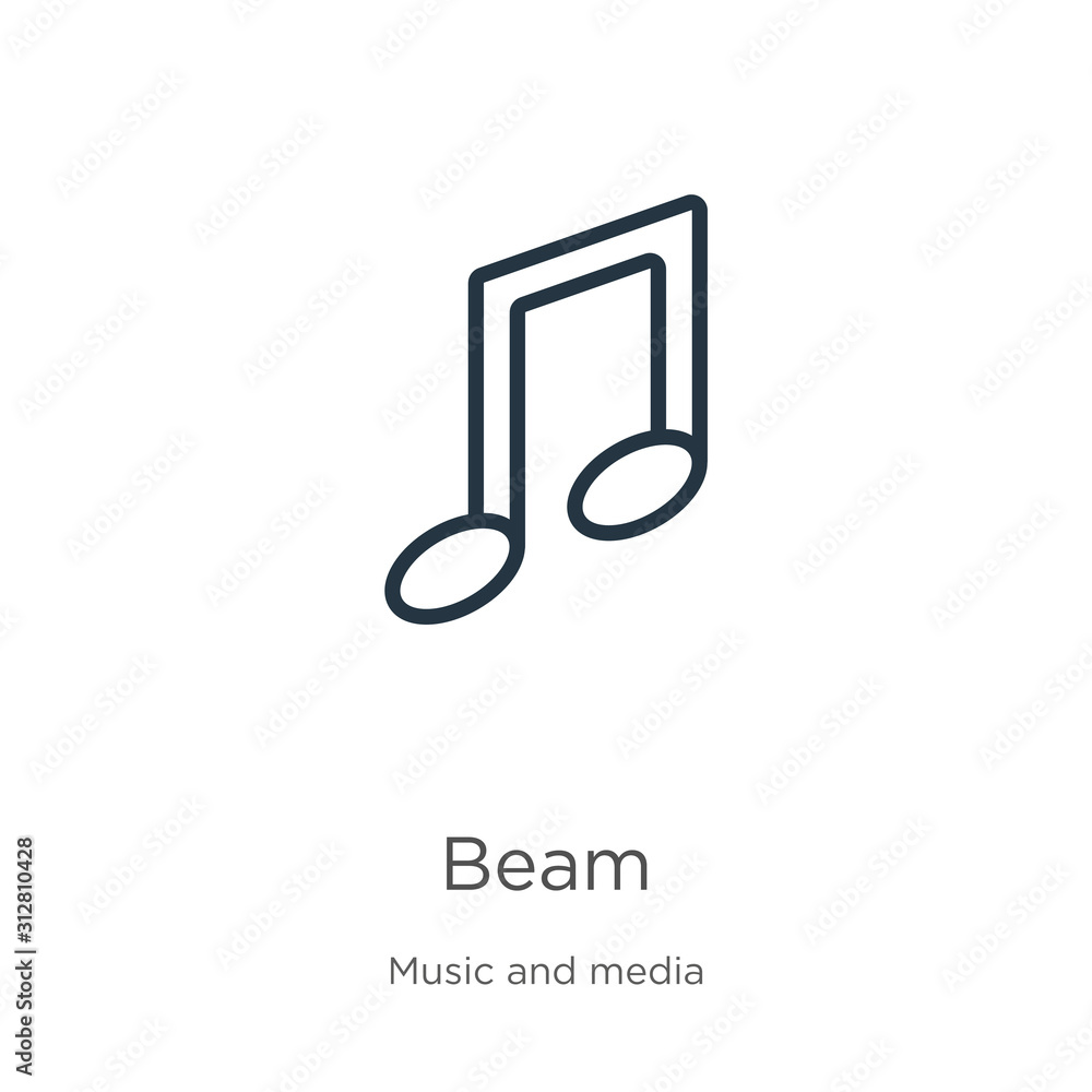 Poster beam icon. thin linear beam outline icon isolated on white background from music and media collectio