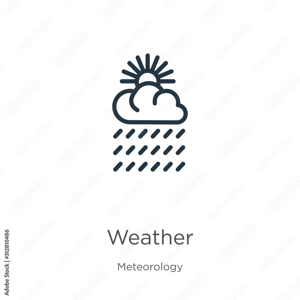 Poster weather icon. thin linear weather outline icon isolated on white background from meteorology collect