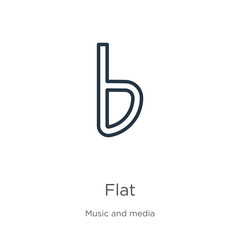 Flat icon. Thin linear flat outline icon isolated on white background from music and media collection. Line vector sign, symbol for web and mobile