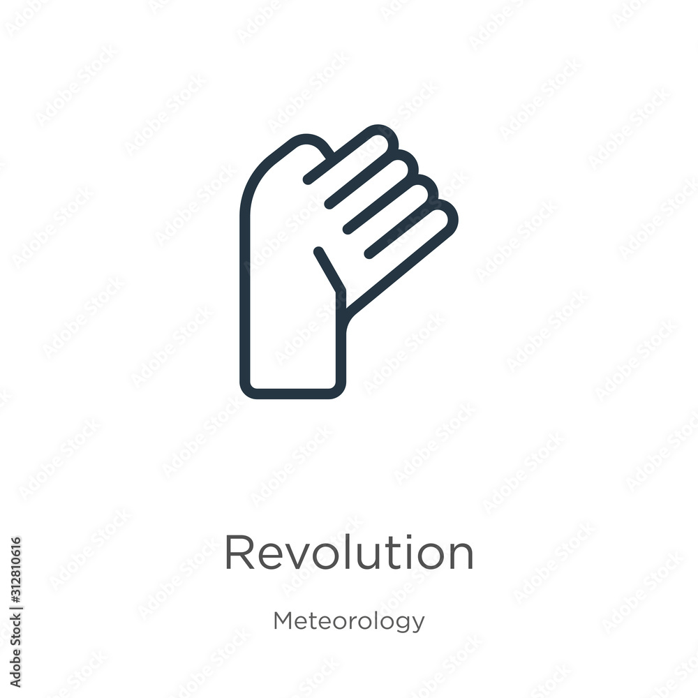 Poster revolution icon. thin linear revolution outline icon isolated on white background from meteorology c