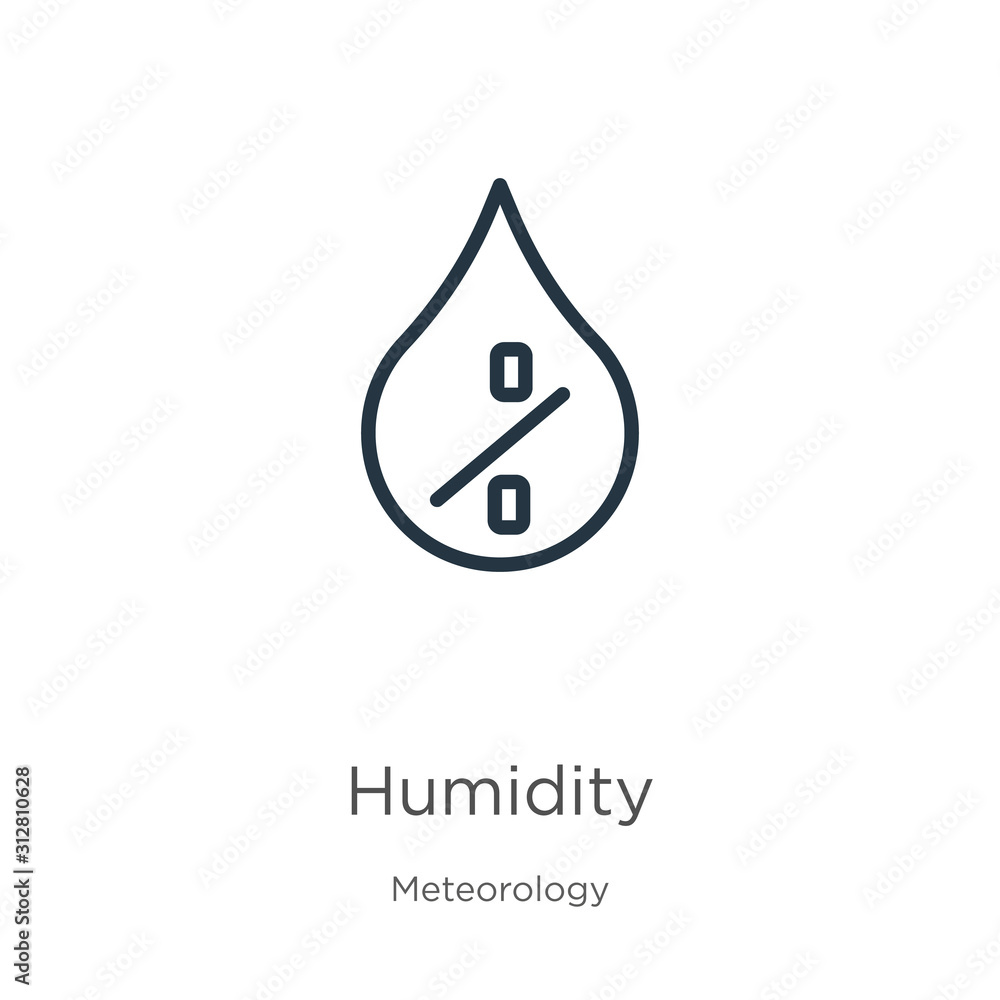 Poster humidity icon. thin linear humidity outline icon isolated on white background from meteorology colle