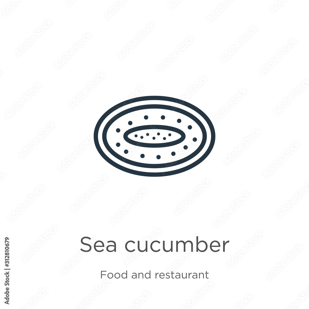 Poster sea cucumber icon. thin linear sea cucumber outline icon isolated on white background from food and 