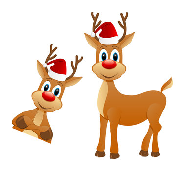 Renntier mit Weihnachtsmannm&uuml;tze
