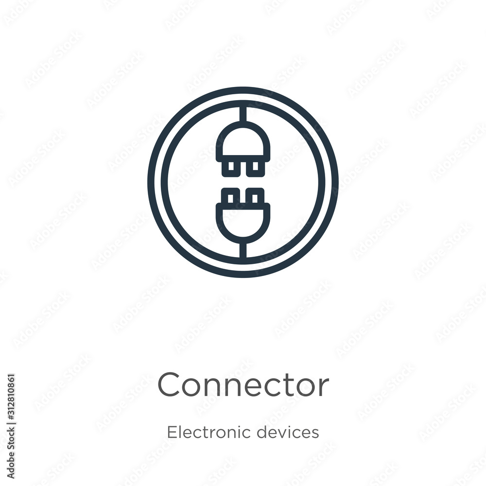 Poster connector icon. thin linear connector outline icon isolated on white background from electronic devi