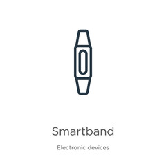 Smartband icon. Thin linear smartband outline icon isolated on white background from electronic devices collection. Line vector sign, symbol for web and mobile