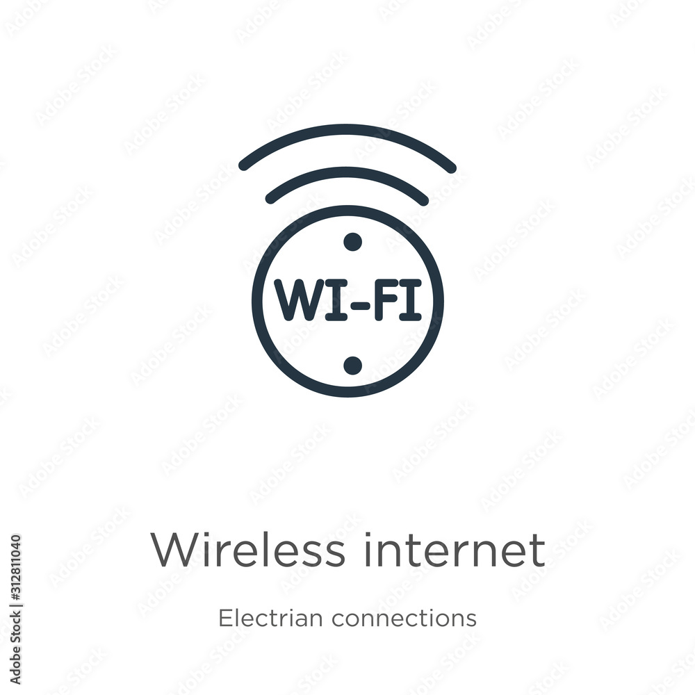 Poster wireless internet icon. thin linear wireless internet outline icon isolated on white background from