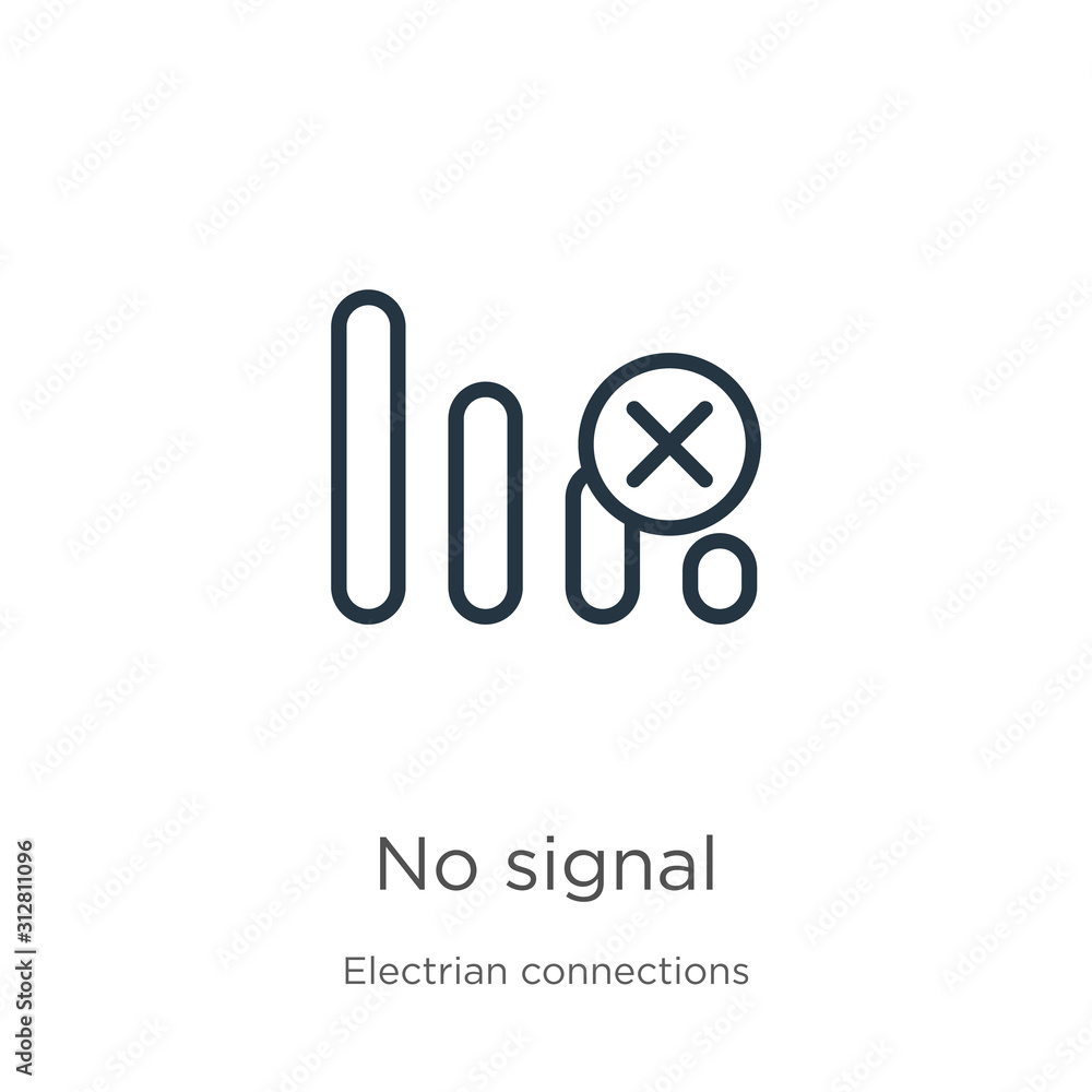 Poster no signal icon. thin linear no signal outline icon isolated on white background from electrian conne