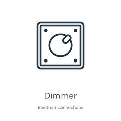 Dimmer icon. Thin linear dimmer outline icon isolated on white background from electrian connections collection. Line vector sign, symbol for web and mobile