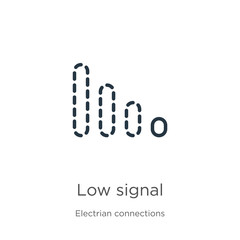 Low signal icon. Thin linear low signal outline icon isolated on white background from electrian connections collection. Line vector sign, symbol for web and mobile