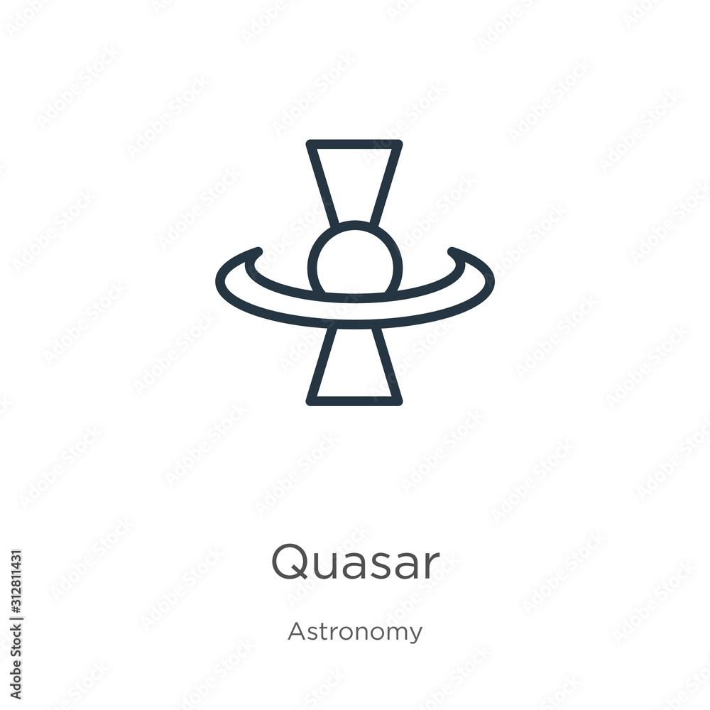Poster quasar icon. thin linear quasar outline icon isolated on white background from astronomy collection.