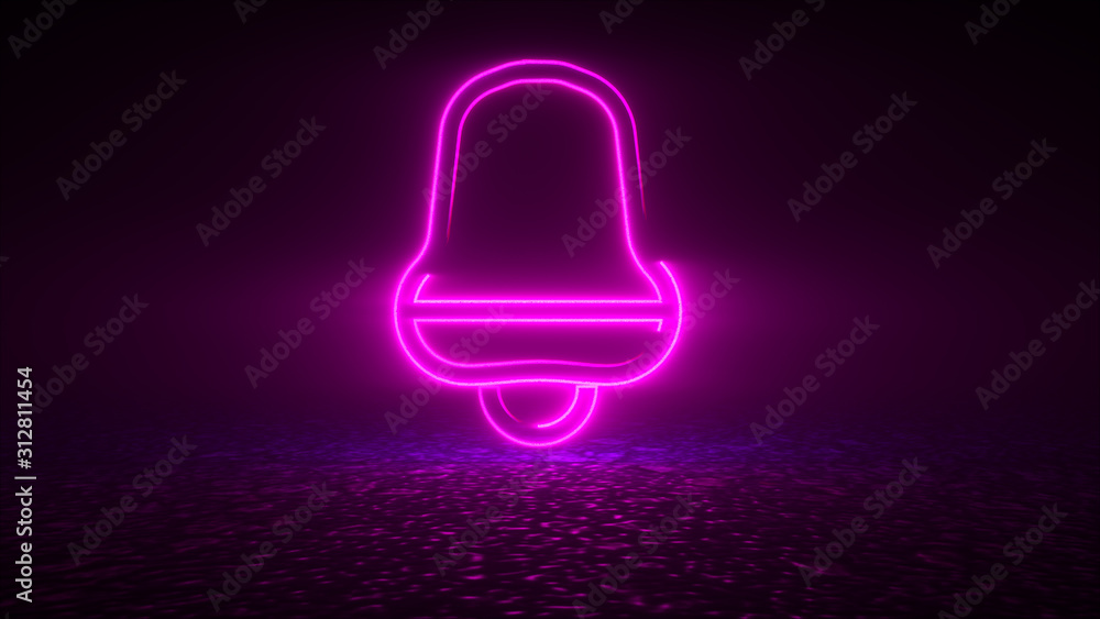 Poster 3d rendering, computer generated abstract web backdrop with neon christmas icon. festive atmosphere 