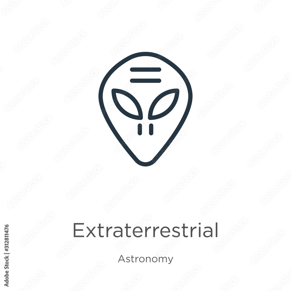 Poster extraterrestrial icon. thin linear extraterrestrial outline icon isolated on white background from a