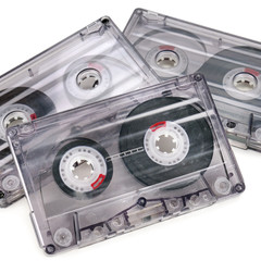 Audio cassette tape isolated on white background.