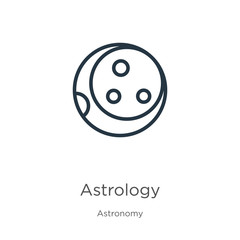 Astrology icon. Thin linear astrology outline icon isolated on white background from astronomy collection. Line vector sign, symbol for web and mobile