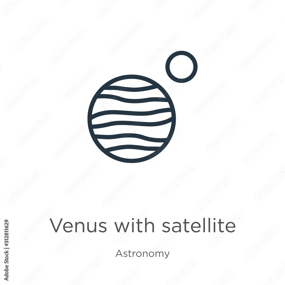 Poster venus with satellite icon. thin linear venus with satellite outline icon isolated on white backgroun