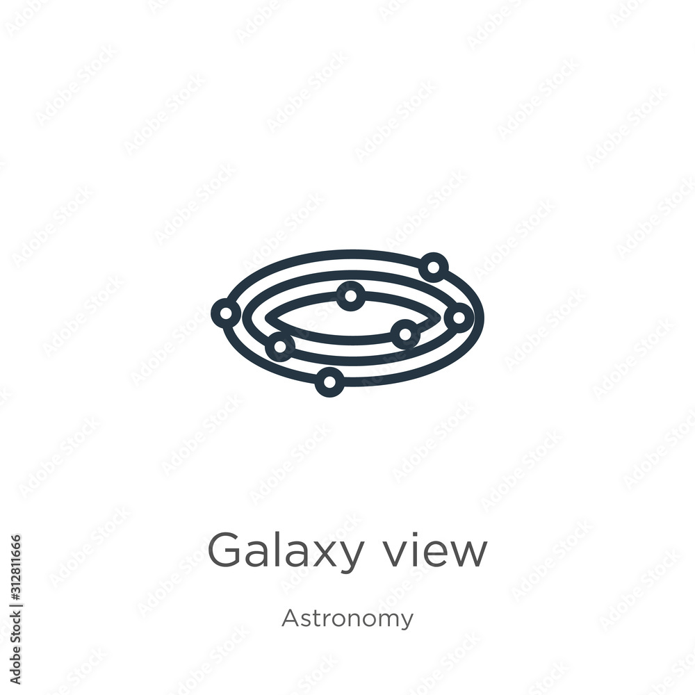 Poster galaxy view icon. thin linear galaxy view outline icon isolated on white background from astronomy c