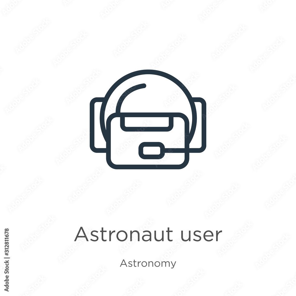 Aufkleber astronaut user icon. thin linear astronaut user outline icon isolated on white background from astro