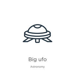 Big ufo icon. Thin linear big ufo outline icon isolated on white background from astronomy collection. Line vector sign, symbol for web and mobile