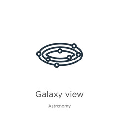 Galaxy view icon. Thin linear galaxy view outline icon isolated on white background from astronomy collection. Line vector sign, symbol for web and mobile
