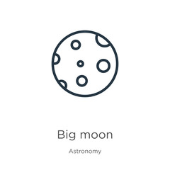 Big moon icon. Thin linear big moon outline icon isolated on white background from astronomy collection. Line vector sign, symbol for web and mobile