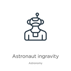 Astronaut ingravity icon. Thin linear astronaut ingravity outline icon isolated on white background from astronomy collection. Line vector sign, symbol for web and mobile