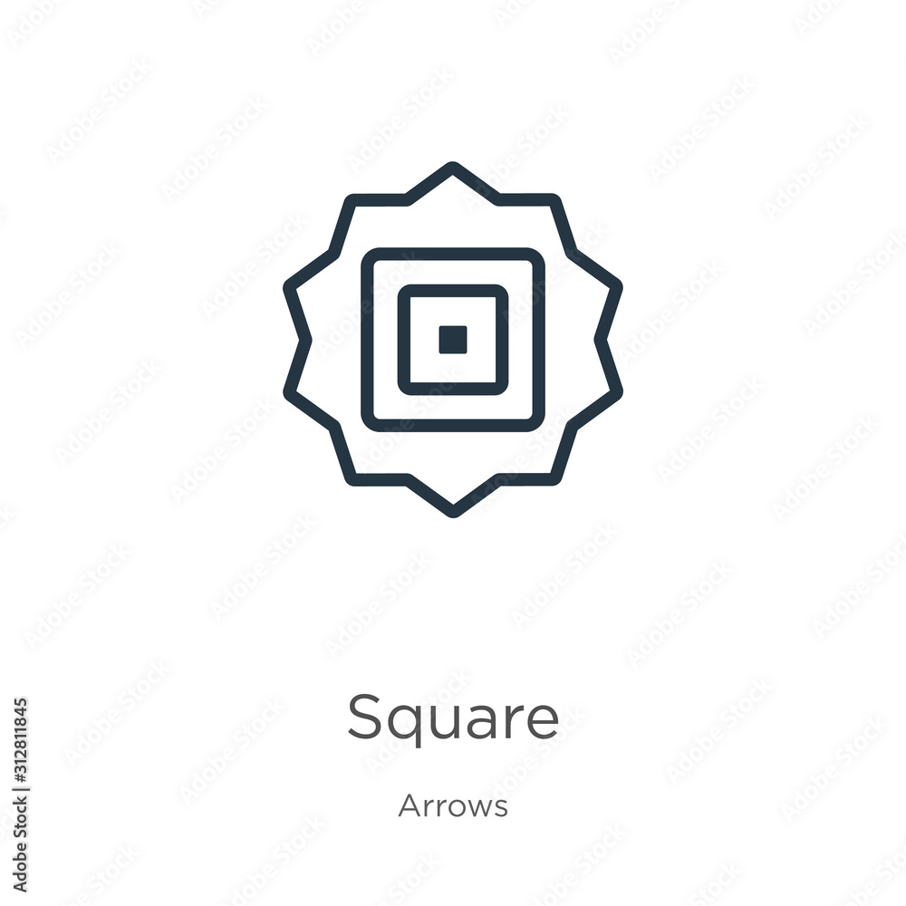 Poster square icon. thin linear square outline icon isolated on white background from arrows collection. li