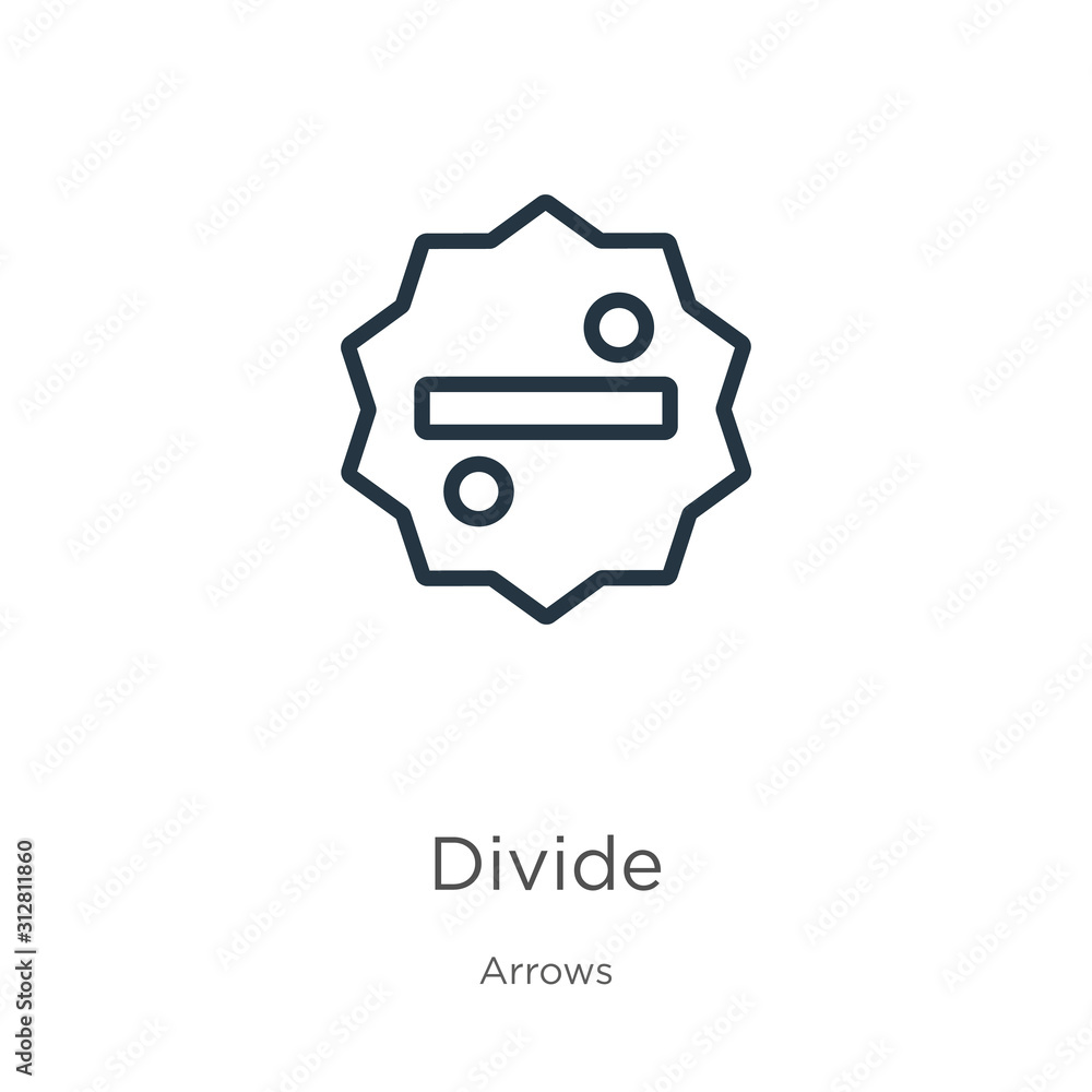 Poster divide icon. thin linear divide outline icon isolated on white background from arrows collection. li