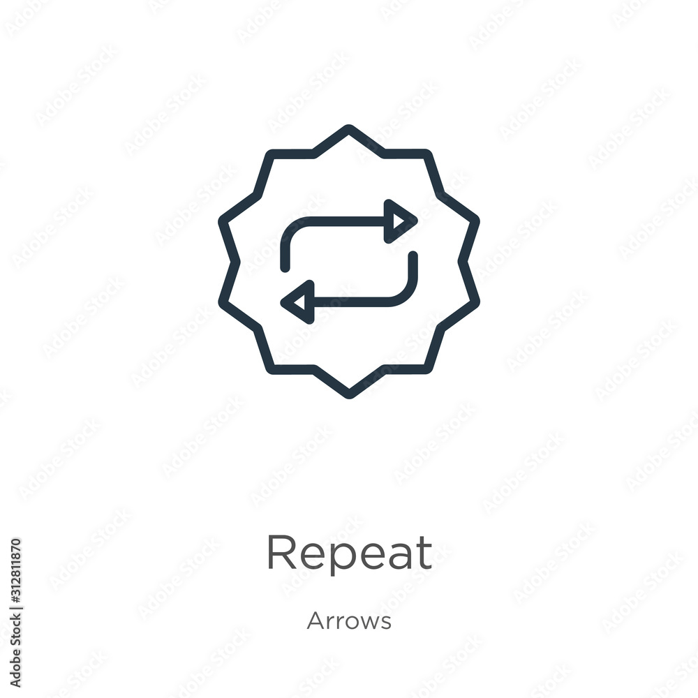 Poster repeat icon. thin linear repeat outline icon isolated on white background from arrows collection. li